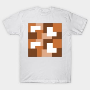 Brown abstract squares tiles pattern T-Shirt